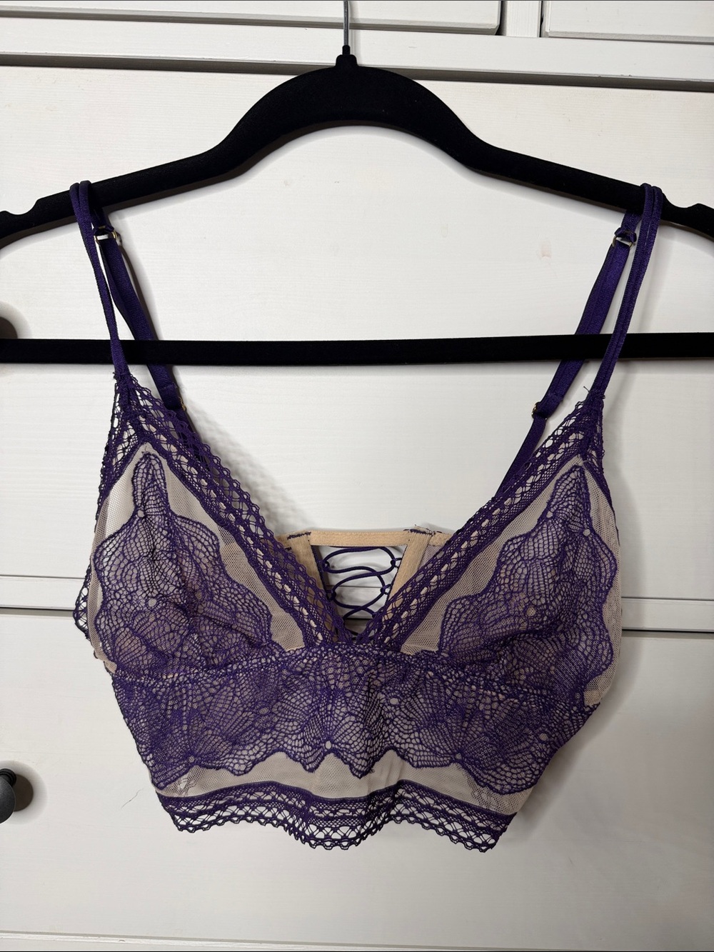 Victoria's Secret Purple Lace Bralette with Nude Lining Fairy Romantic Small